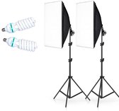 Luxus Softbox Studiolampen Set - Studio Lampenset Met Statieven, Diffusers, 2x 150W, 5500K Lampen - 50 x 70cm - Zwart