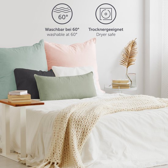 Set - Lot de 2 Taies d'oreiller d'oreiller - Housse de coussin en Premium super doux - 100 % Katoen - 80 x 80 cm - Bleu clair