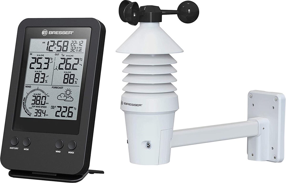 Bresser Professionele 3-in-1 Windmeter incl. Luchtvochtigheids- en Temperatuurmeter