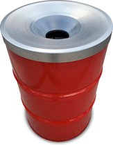 BinBin industriële olievat prullenbak| Rood metaal 200 Liter afvalbak met vlamwerend deksel-  afvalscheidingsprullenbakken
