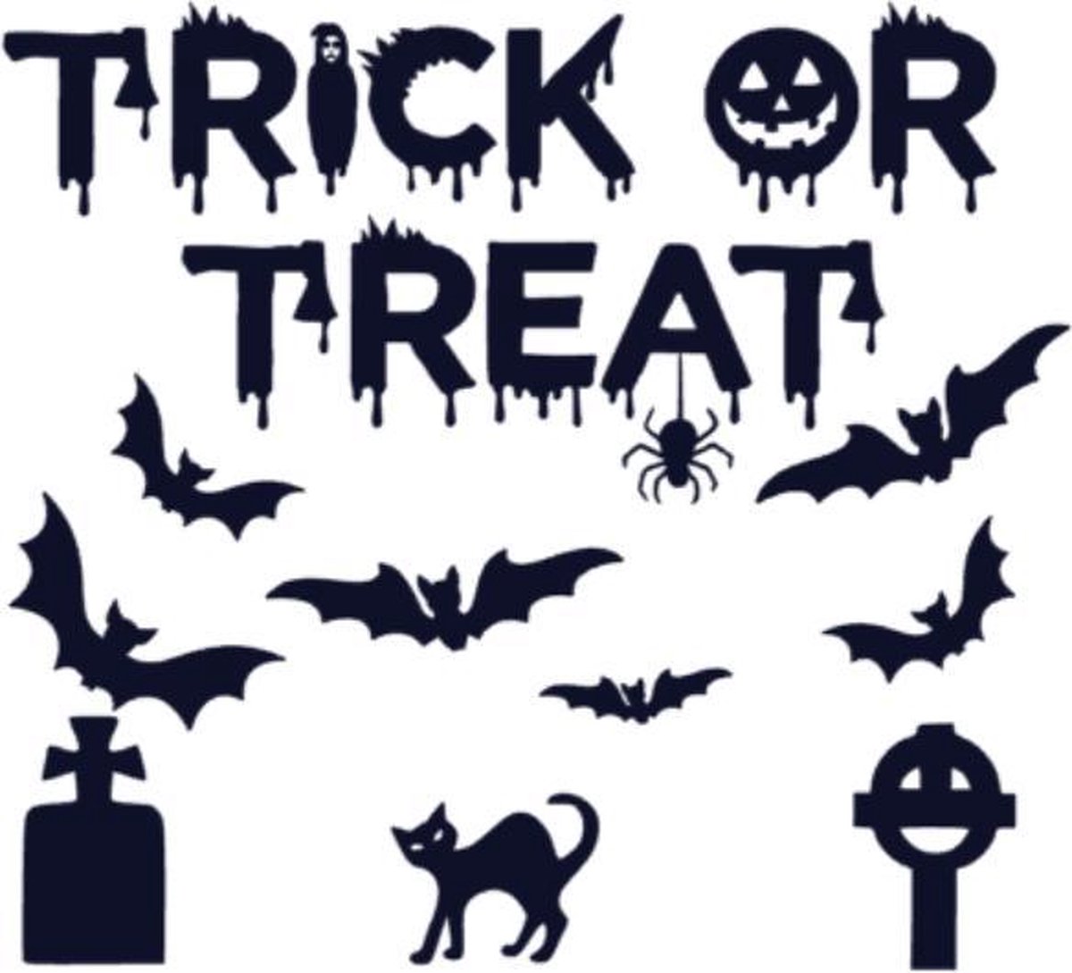 FlexMade.nl Halloween - Raamdecoratie - Trick or treat zwart