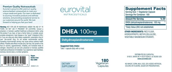 EuroVital DHEA 100mg 180 capsules