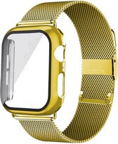 DrPhone APX1 - Siliconen Polsband - 44mm Metalen armband + TPU Hoesje - Geschikt voor Apple Watch - Goud