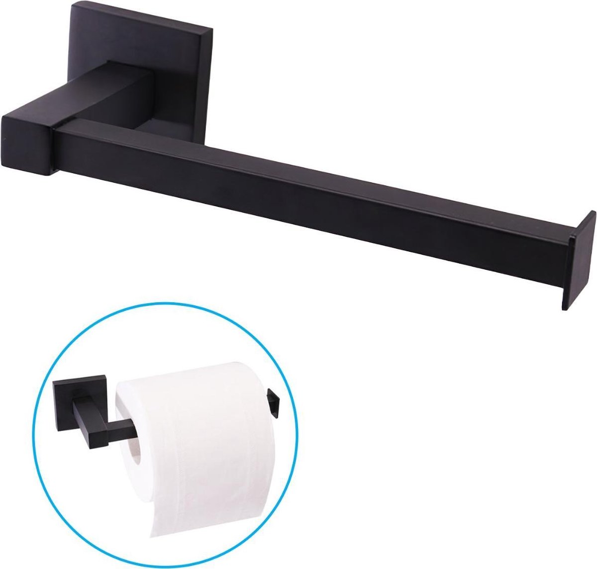 Sanics Toiletrolhouder Zwart Inclusief Montage set - WC Rolhouder RVS - Closetrolhouder