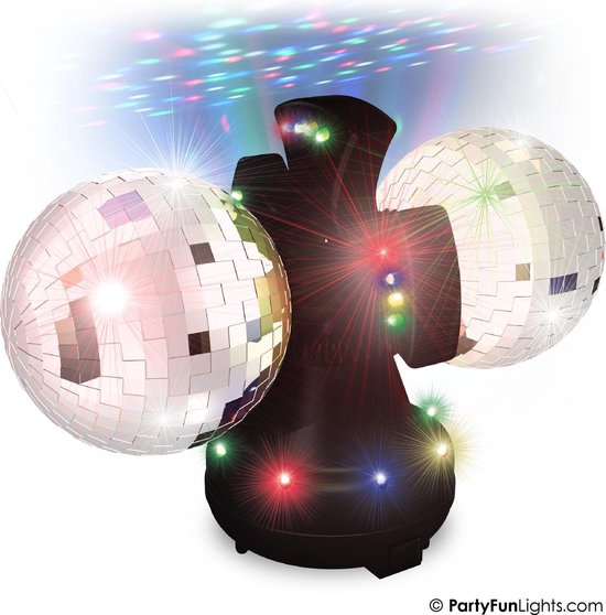PartyFunLights - boule à double miroir - tournant - LED