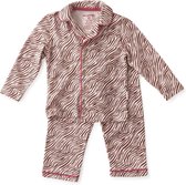 Little Label Pyjama Meisjes - Maat 122-128 - Model Grandad - Roze, Bruin - Zachte BIO Katoen