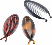 Bananenklem - Haarklemmen - Haarspelden - Haarclip - 11.5 cm - Zwart - Set 3 Stuks (014)