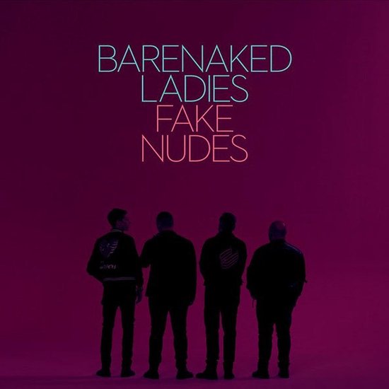 Barenaked Ladies Fake Nudes albumhoes met vier silhouetten van mannen op een paarse achtergrond.