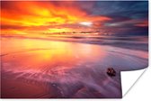 Un coucher de soleil rouge colore le ciel à la plage de Darwin Poster 180x120 cm - Tirage photo sur Poster (décoration murale salon / chambre) / Poster Mer et lacs XXL / Groot format! / Mer et plage