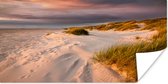 Le soleil se couche sur les dunes de sable blanc sur la plage Poster 80x40 cm - Tirage photo sur Poster (décoration murale salon / chambre) / Poster Mer et lacs / Mer et plage