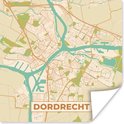 Affiche de la ville de Dordrecht, avec des routes orange et des voies navigables turquoise.