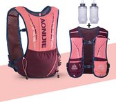 AONIJIE -  WINDRUNNER marathonvest - 5L - Inclusief 2 soft flask waterflessen - Drinkrugzak - Rugzak voor Hiken - Hardlopen - Wandelen - Zwart - Wielrennen - zoals Camelbak
