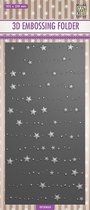EF3D033 - Nellie Snellen 3D embossingfolder Slimline - Stars & Dots - sterren en puntjes - kerstslingers