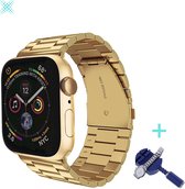MY PROTECT® Luxe Metalen Armband Voor Apple Watch Series 1/2/3/4/5/6/7/8/SE 38/40/41mm Horloge Bandje - iWatch Schakel Polsband Strap RVS - Stainless Steel Watch Band - Goud