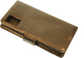 Made-NL vijf pasjes  (iPhone 12 Pro) book case zwart brons glad leer robuuste schijfmagneet