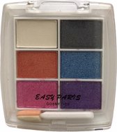 Easy Paris - Oogschaduw Palette - wit en zwart en rood en blauw en roze en paars - shimmer - nummer 02 - 1 klein doosje met 6 palletjes en applicator