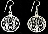 Flower of life oorbellen messing - zilverkleurig