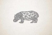Line Art - Nijlpaard - XS - 15x30cm - EssenhoutWit - geometrische wanddecoratie