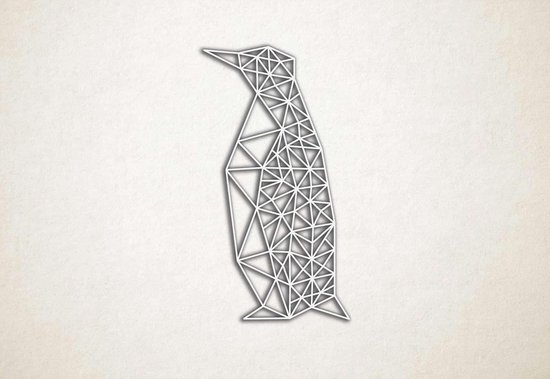 Line Art - Pinguin - M - 90x50cm - Wit - geometrische wanddecoratie