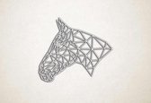 Line Art - Paard 3 - XS - 25x29cm - Wit - geometrische wanddecoratie
