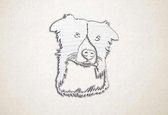 Wanddecoratie - Nieuwsgierige Border Collie - M - 73x60cm - EssenhoutWit - muurdecoratie - Line Art