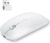 Case2go -  Bluetooth Muis Draadloos voor IOS, Android en Windows - Stille Muis - Oplaadbaar - Bluetooth & 2.4 GHz Muis - Wit