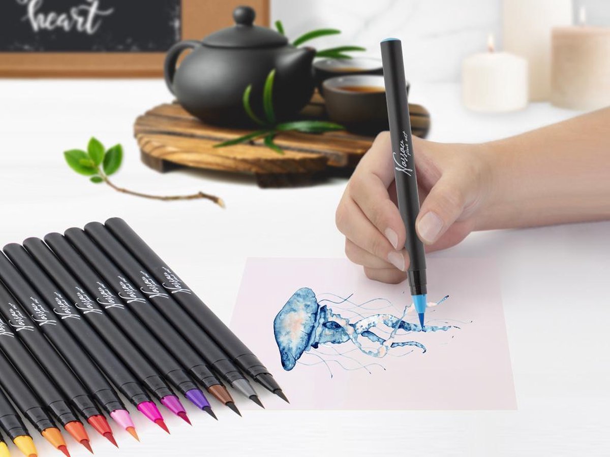 Brushpennen 20pcs - 1 waterbrush - Penseelstiften - Bullet journal - Handlettering set - Fineliners — afbeelding 3