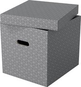Esselte Home Duurzame Grote Kubusvormige Opbergdoos met Deksel - Set van 3 Stuks - 100% Gerecycled Karton en 100% Recyclebaar -  Grijs