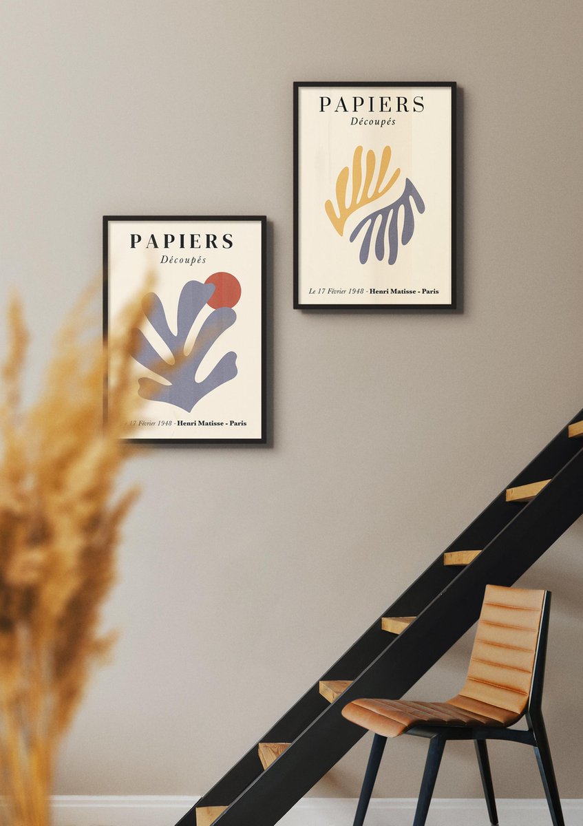 Esque Fotowand Matisse - Abstracte Kunst Prints - Poster Set van 2 - 50x70 cm - Bloemen - Papiers Decoupes - Art