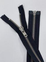 YKK rits, deelbare rits Donkkerblauw met zilver tanden 65 cm Grof (maat 8)