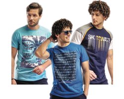 Embrator 3-stuks T-shirt mix7 blauw maat XL
