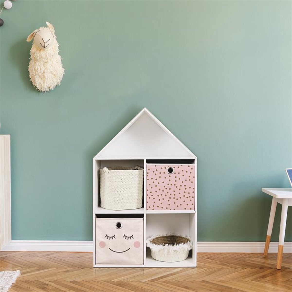 Houten speelgoed doos Kids speelgoed opslag boek bin kinderkamer boekenplank babykamer meubels boekenkast organizer met wielen