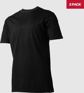 LebasQ - Steve's T-shirt voor heren - 3 pack - met Ronde hals - Extra lang - Geschikt als Ondershirt - Zwart - XXL - Katoen
