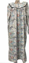 Dames nachthemd lang warm gevoerd met bloemenprint XL grijs/blauw/donkergroen