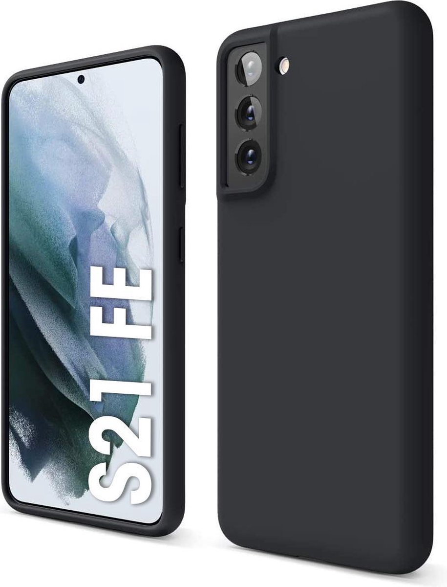 Samsung Galaxy S21 FE Hoesje zwart matte siliconen case S21 FE back