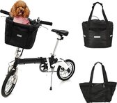 Inklapbaar fietsmand/fiets voorste drager tas, aluminiumlegering frame en zeildoek, afmetingen: 32 x 23 x 26 cm- zwart