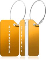 Thousandtravelmiles® – Aluminium Bagagelabel Oranje – Kofferlabel – Bagagelabel voor koffers en tassen – Reislabel voor bagage – Adreslabels – 2 stuks – Oranje