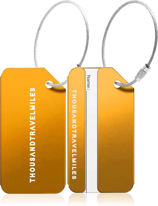 Bagagelabel – Oranje – 2 stuks – Kofferlabel – Aluminium – Reisaccessoires – Kofferlabels – Bagagelabels voor Koffers – Luggage tag – Kofferlabel / Bagagelabel