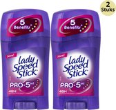 Lady Speed Stick Pro 5 in 1 Deodorant Stick - 48H Zweet Bescherming & Anti Witte Strepen - Populairste Anti Transpirant Deo Stick - Deodorant Vrouw - 2-Pack