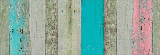 5x Stuks decoratie plakfolie houten planken look groen/bruin/roze 45 cm x 2 meter zelfklevend - Decoratiefolie - Meubelfolie