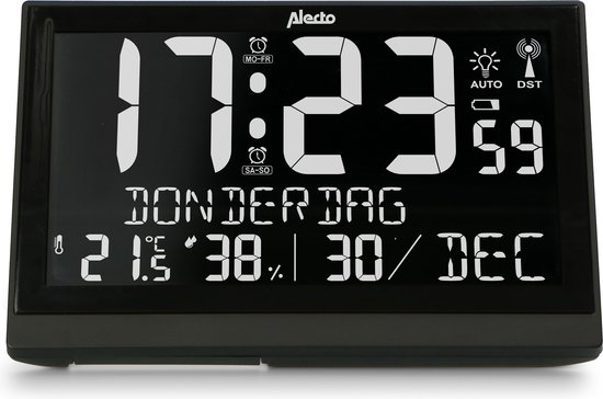Glans Simuleren Prestatie Alecto AK-70 Grote digitale klok met thermometer en hygrometer | Groot  display |... | bol.com