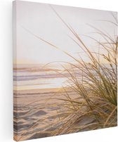 Artaza Canvas Schilderij Strand En Duinen Tijdens Zonsondergang - 70x70 - Foto Op Canvas - Canvas Print