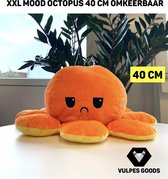 Vulpes Goods® Mood Octopus XXL 40 cm - EXTRA ZACHT - Pluche knuffel - Omkeerbaar - oranje/geel