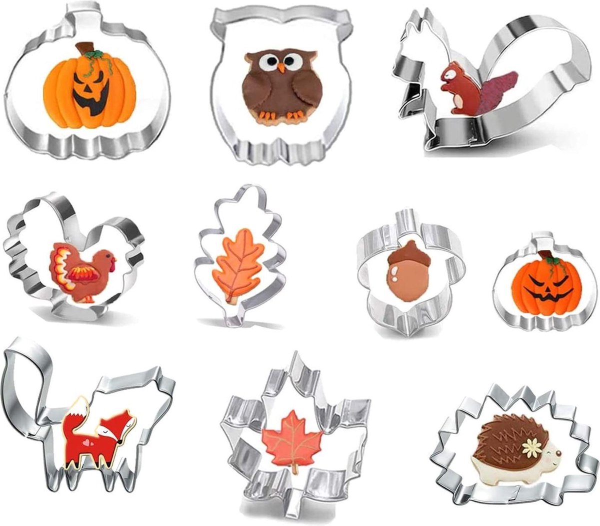 Halloween Bakvormen | 10 Stuks | Roestvrijstaal | Vaatwasmachinebestendig | Uitsteekvormen