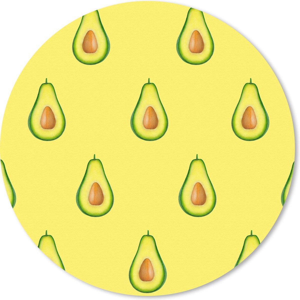 Muismat rond 30x30 cm - Mousepad Avocado - Patroon - Fruit - Ronde muismatten
