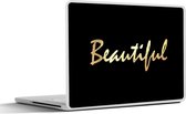 Laptop sticker - 17.3 inch - Quote - Beauty - Zwart - Goud - 40x30cm - Laptopstickers - Laptop skin - Cover