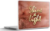 Laptop sticker - 10.1 inch - Quotes - Licht - Goud - Bruin - 25x18cm - Laptopstickers - Laptop skin - Cover
