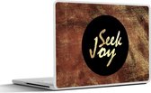 Laptop sticker - 10.1 inch - Quotes - Geluk - Goud - Bruin - 25x18cm - Laptopstickers - Laptop skin - Cover