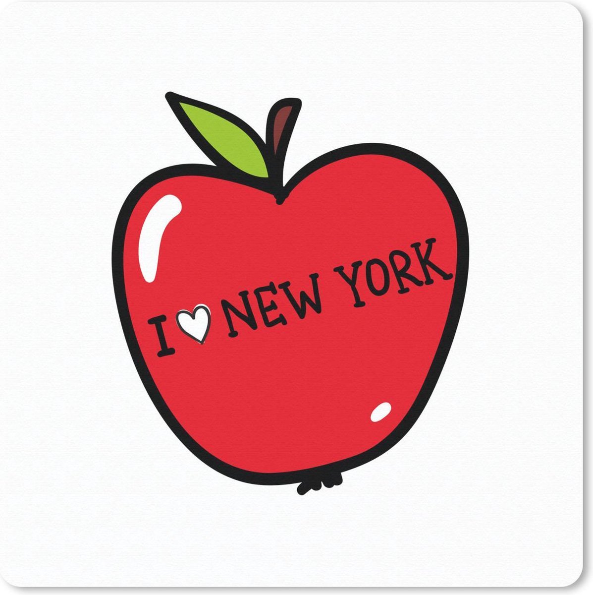 Muismat 30x30 cm - Mousepad New York - Rood - Appel - Muismatten