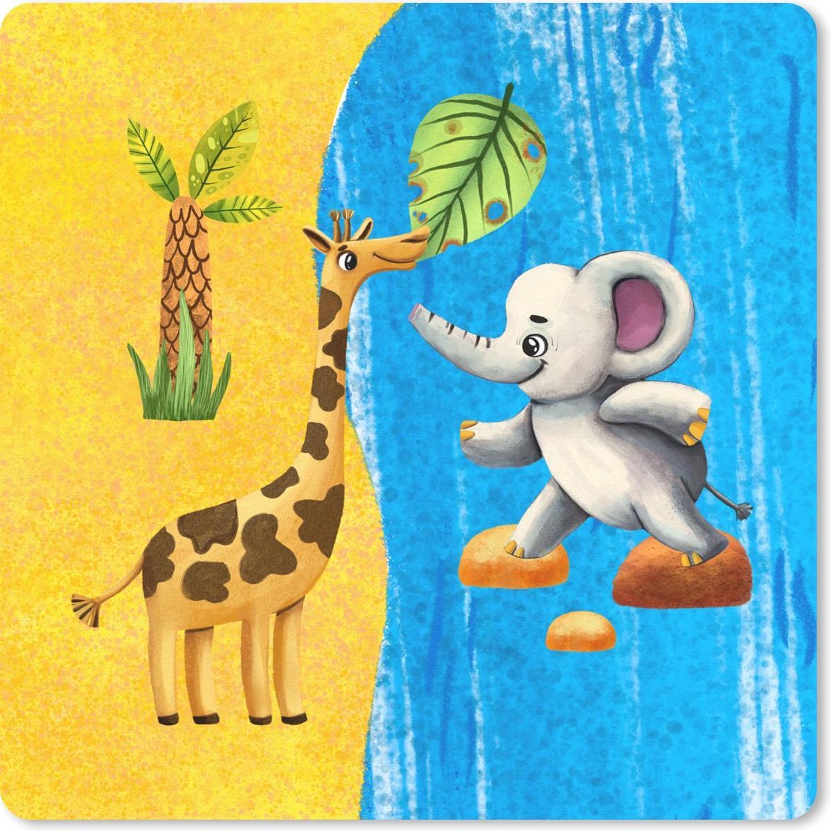 Muismat 30x30 cm - Mousepad Olifant - Giraffe - Strand - Zee - Muismatten